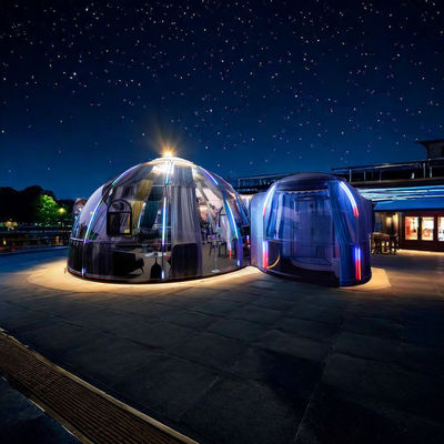 По заказам поликарбонат водонепроницаемый отель Glamping Double Bubble Dome House For Romantic Resort